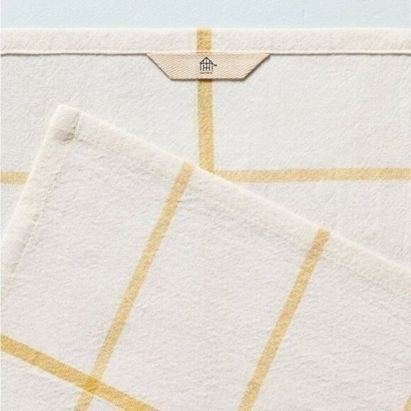 Hearth & Hand Magnolia Textured Stripe & Grid Lines Flour Sack Towel Blue, Gold‎ - Picture 8 of 9